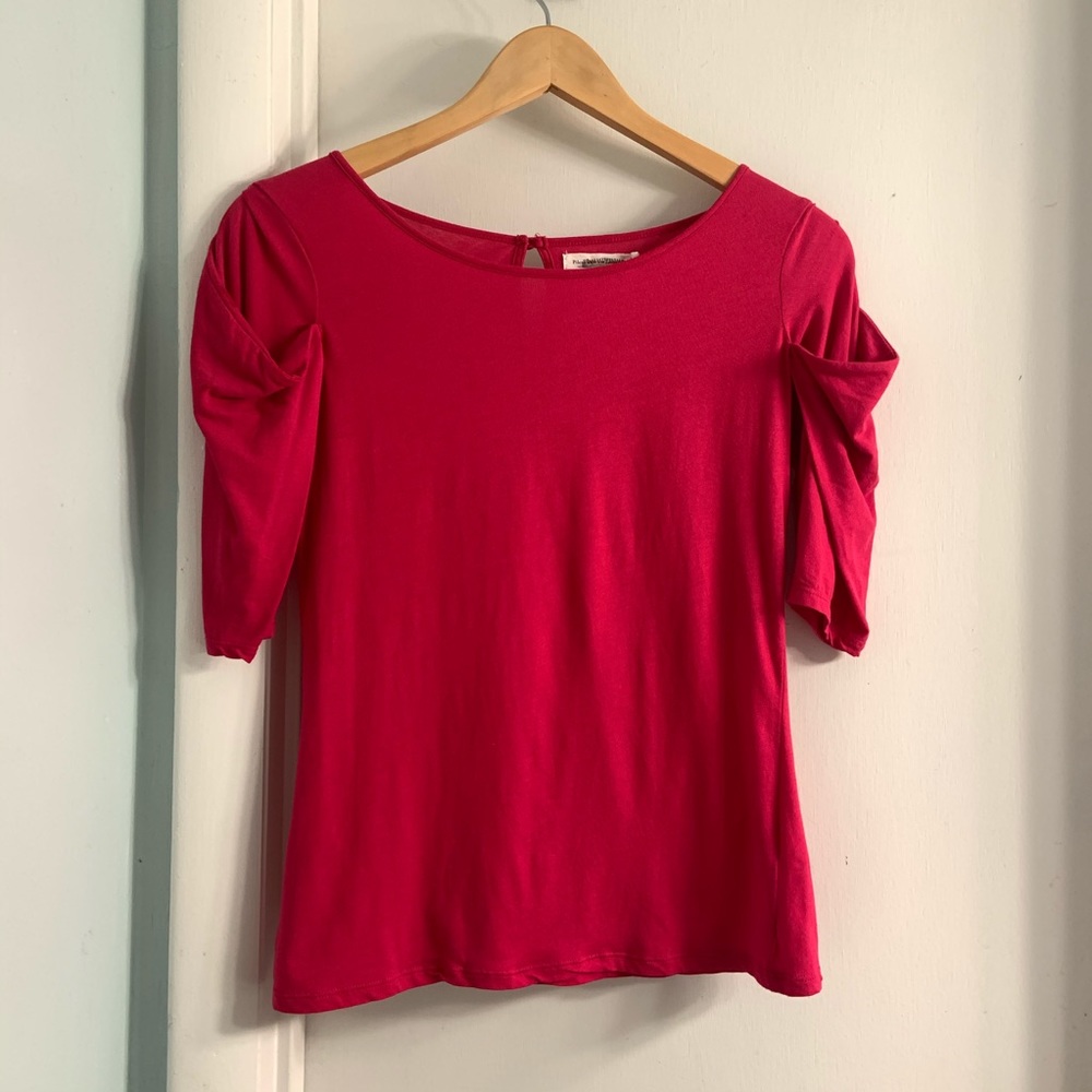 Pilcro and the Letterpress Pink Top Puff Sleeves Size Extra Small